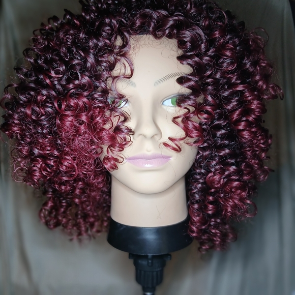 Black Wine Ombre Curly Wig - Picture 2 of 5